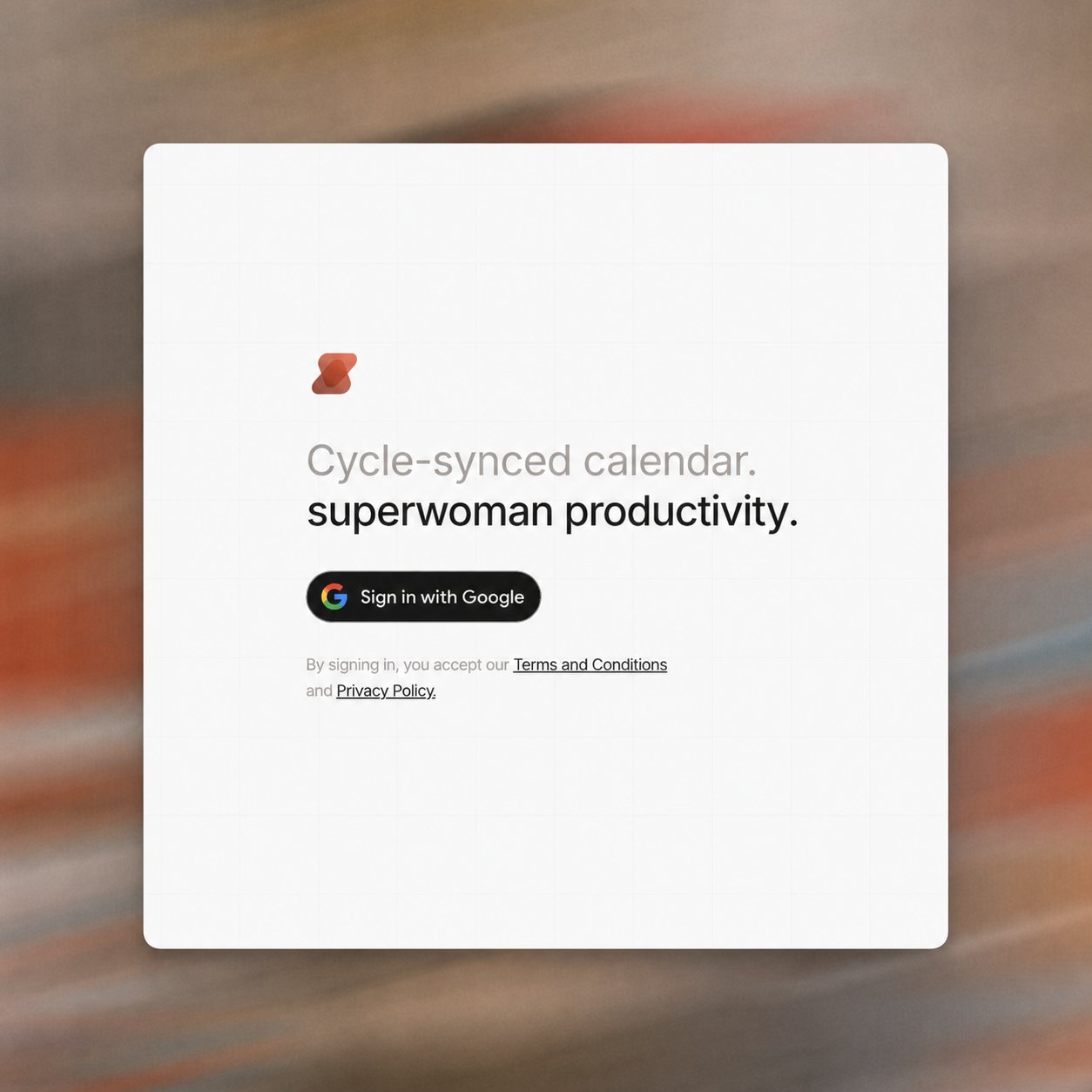 superwoman sign-in screen for connecting Google Calendar